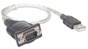 Manhattan USB-A į nuoseklųjį keitiklio laidas, 45cm, Male to Male, Serial/RS232/COM/DB9, Prolific PL-2303RA lustas, juodas/sidabrinis laidas, trejų metų garantija, analogas ICUSB232V2