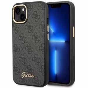 Guess GUHCP14MHG4SHK iPhone 14 Plus 6.7 "juodas/juodas kietas dėklas 4G Vintage Gold Logo