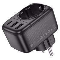 "Borofone" sieninis įkroviklis BAC14 Wide - 2xUSB + C tipo + lizdas - 12 W juodas