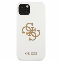 Guess GUHCP13SLS4GGWH iPhone 13 mini 5.4 silikoninis 4G logotipo kietasis dėklas - baltas