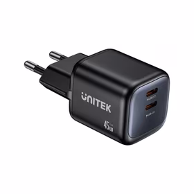 Unitek GaN tinklo įkroviklis 45W 2x USB-C PD 3.0 QC
