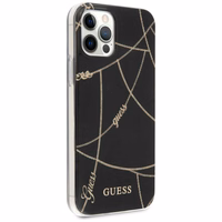 Guess Gold Chain Collection dėklas telefonui iPhone 12 Pro Max 6.7" - Juodas