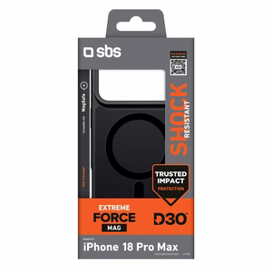 SBS D3O Force dėklas, skirtas iPhone 18 Pro Max, suderinamas su MagSafe – juodas