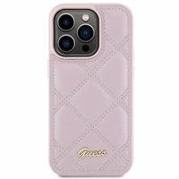 Guess Quilted Metal Logo dėklas telefonui iPhone 15 Pro - rožinė