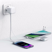 USAMS Tinklo įkroviklis 1xUSB-C su suvyniojamuoju Lightning laidu PD+QC 35W Gan Fast Charging baltas XMF Series CC209TC02 (US-CC209)