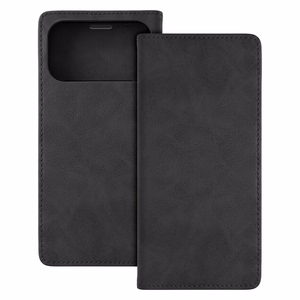 Juodas TFO „Smart Suede“ atverčiamas dėklas-piniginė – „Apple iPhone 17 Pro Max“ ir „iPhone 18 Pro Max“ modeliams