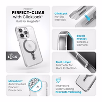 Speck Presidio Perfect-Clear ClickLock & Magsafe - iPhone 15 Pro dėklas (Clear / Chrome Finish / Serene sidabrinis)