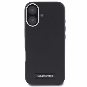Karl Lagerfeld FW Metal Plate Magnetinis iPhone 16 Plus dėklas - juodas