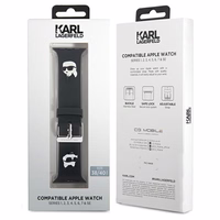 Karl Lagerfeld 3D Rubber Karl&Choupette Heads dirželis for Apple Watch 38/40/41mm - juodas