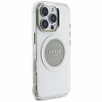 Guess IML Metal Colored Circle Classic Logo Magnetinis dėklas telefonui iPhone 16 Pro Max - pilkas
