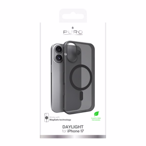 Puro Daylight Magnetinis suderinamas silikoninis dėklas telefonui iPhone 17 - permatomas juodas