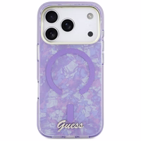 Guess IML Shell Script Metal MagSafe Dėklas for iPhone 17 Pro Max - violetinis