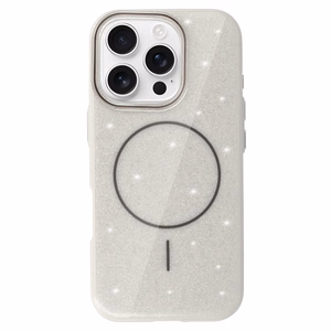 Magnetinis Itin Plonas Blizgus dėklas Iphone 15 sidabrinė