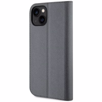 Karl Lagerfeld KLBKP14SSANKCPG iPhone 14 6.1" knygos tipo dėklas sidabrinis Saffiano Karl & Choupette