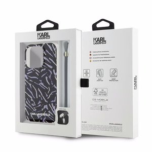 Karl Lagerfeld zebras su virvele dėklas telefonui iPhone 15 Pro Max - violetinė