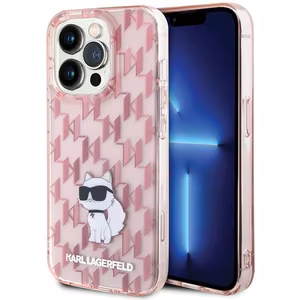 Karl Lagerfeld Monogram Choupette чехол для iPhone 15 Pro Max - розовый
