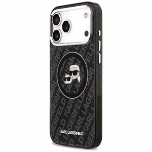 Dėklas telefonui Karl Lagerfeld IML Glitter Karl&Choupette Heads Logo MagSafe iPhone 17 Pro Max - juodas