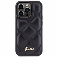 Guess Quilted Metal Logo dėklas telefonui iPhone 15 Pro Max - juodas