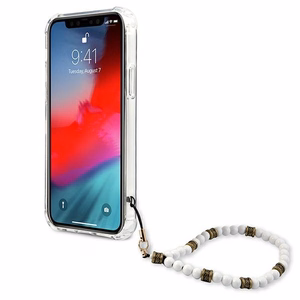 Guess GUHCP12MKPSWH iPhone 12/12 Pro 6.1" Skaidrus kietas dėklas Baltas perlas