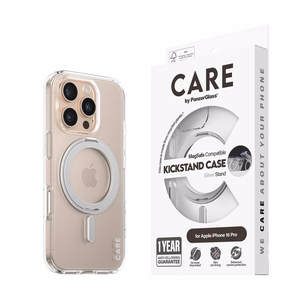 CARE by PanzerGlass Funkcinis dėklas telefonui su stovu iPhone 16 Pro 6.3" sidabrinis/sidabrinis Magnetinis 1326