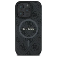 Guess 4G žiedo klasikinio logotipo magnetinis dėklas telefonui iPhone 16 Pro Max - juoda