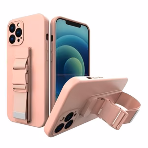 Virvelės dėklas gelinis dėklas su grandinėlės dirželiu rankinės dirželis Xiaomi Redmi 9 rožinis