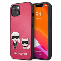 Karl Lagerfeld Ikonik Karl&Choupette dėklas iPhone 13 mini - fuksijos spalvos