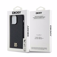 DKNY odinis monogramos rašto su metaliniu logotipu magnetinis dėklas telefonui iPhone 14 Pro Max – juodas