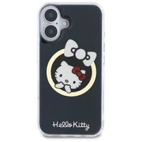 Hello Kitty IML Linksmas kaspinas magnetinis iPhone 16 dėklas - juodas