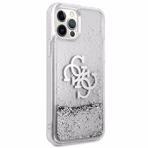 Guess GUHCP12LLG4GSI iPhone 12 Pro Max 6.7" sidabrinis/sidabrinis kietas dėklas 4G Didelis Skystas Blizgesys