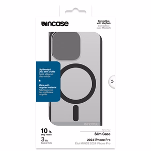 Incase Slim Case dėklas su MagSafe, skirtas iPhone 16 Pro, juodas permatomas