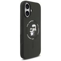 Karl Lagerfeld Silikoninis Karl&Choupette Ring MagSafe dėklas telefonui iPhone 17 - juodas