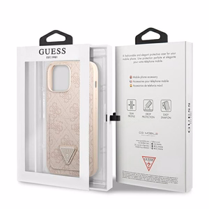 Guess 4G Triangle Logo Cardslot dėklas telefonui iPhone 13 Pro Max - rožinė