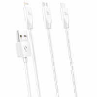 HOCO 3IN1 LIGHTNING / USB TYP-C / MICRO USB BALTAS LAIDAS