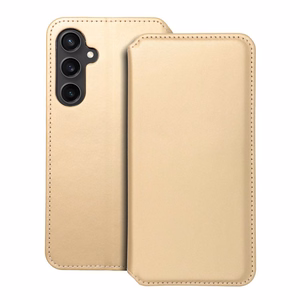 DUAL POCKET knygos tipo dėklas telefonui SAMSUNG S23 FE auksinis