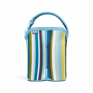 BUILT Bottle Buddy izoterminis neopreno krepšys dviem buteliukams, Baby Blue Stripe