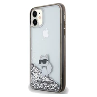 Karl Lagerfeld Liquid Glitter Choupette dėklas telefonui iPhone 11 / Xr - permatomas
