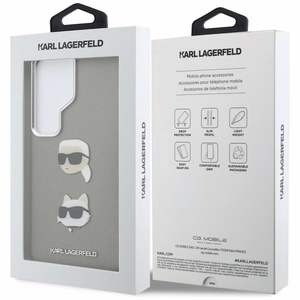Karl Lagerfeld dėklas Saffiano Double Heads Metal Samsung Galaxy S26 Ultra sidabrinis
