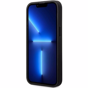 Dėklas telefonui BMW BMHCP14L22RBDK iPhone 14 Pro 6.1 - juodas odinis mėlynas taškų raštas