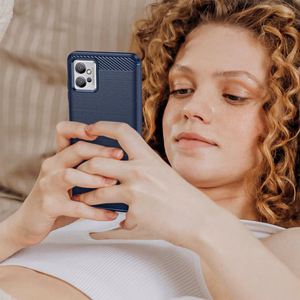 Carbon dėklas telefonui Xiaomi Poco F4 5G lankstus silikoninis anglies dėklas juodas