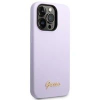 Guess GUHCP14LSLSMU iPhone 14 Pro 6.1 "violetinis/violetinis kietas dėklas Silikoninis Vintage Gold Logo