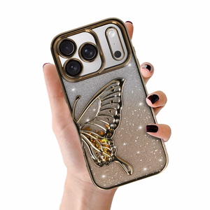 Tel Protect Butterfly vandens atsparus dėklas telefonui iPhone 17 Pro Max - auksinis