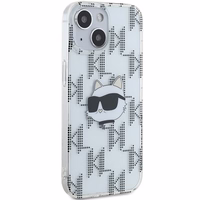 Karl Lagerfeld IML Choupette galvos ir monogramos dėklas iPhone 15 / 14 / 13 - permatomas