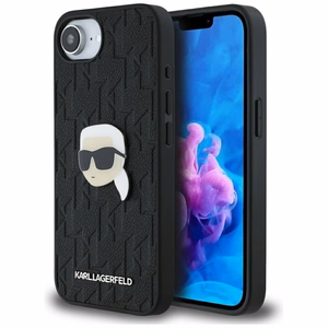 Karl Lagerfeld Monogram Karl Head Pin dėklas telefonui iPhone 16e - juodas