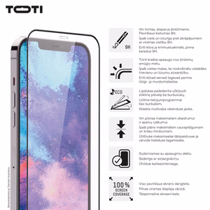 „PREMIUM“ grūdintas stiklinis ekrano apsauginis stiklas, 3D, visiškai dengiantis „Apple iPhone 17/16 Pro“ ekraną