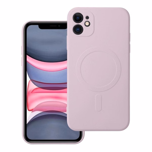 SILICONE MAG COVER dėklas telefonui, suderinamas su MagSafe, IPHONE 11 rožinis