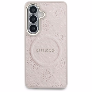 Guess dėklas Saffiano Peony Embossed Ring MagSafe skirtas Samsung Galaxy S26 rožinis