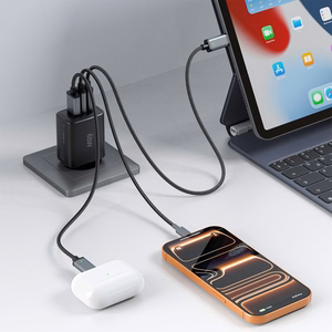 "Tech-Protect" NCA65W-GAN 3 prievadų 65 W sieninis įkroviklis - juodas