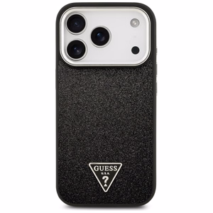 Guess Blizgus Trikampio Logotipas Magnetinis dėklas telefonui iPhone 17 Pro - juodas