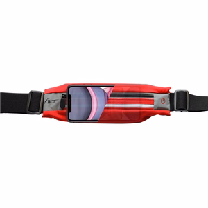 ART sportinis diržas su dėklu ir šviesa APS-01R raudonas